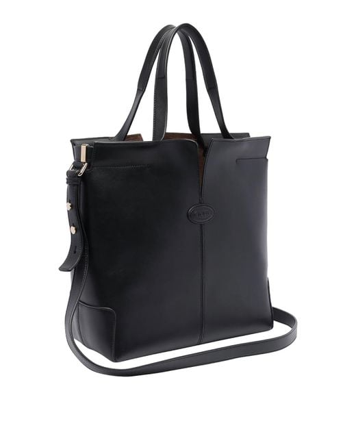 Tod's Black Small Tods Di Folio Shopping Bag