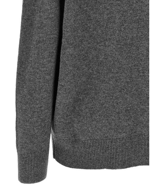 Jil Sander Gray V-Neck Cashmere Blend Sweater