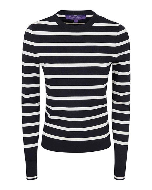 Ralph Lauren Blue Striped Long Sleeve Knitted Top