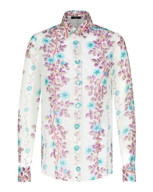 Etro White Floral Printed Shirt