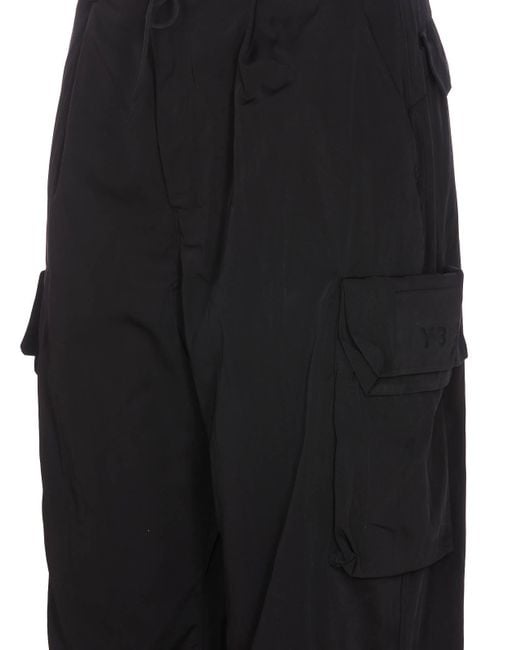 Y-3 Black Logo Cargo Pants for men
