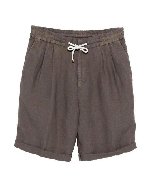 Brunello Cucinelli Gray Bermuda Shorts With Drawstring for men