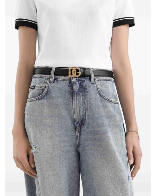 Dolce & Gabbana White Leather Belt