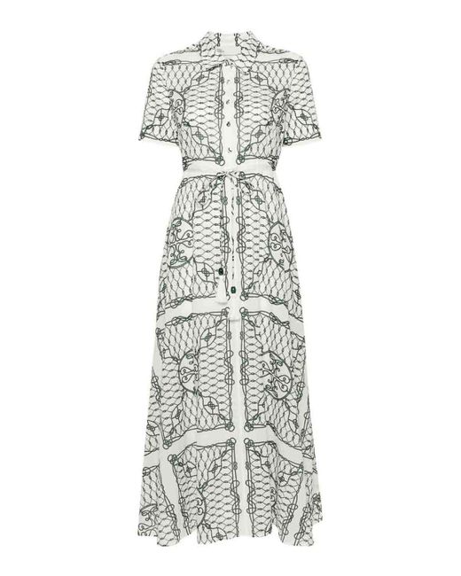 TORY Mesh Long Sleeve Dress-Brown/Beige