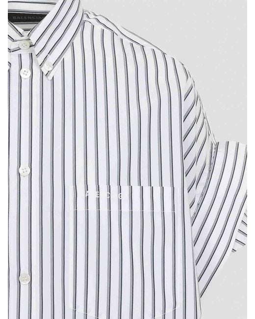 Balenciaga White Tucked Sleeve Shirt