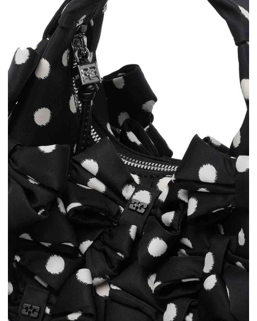 Ganni Black Mini Hobo Bow Bag