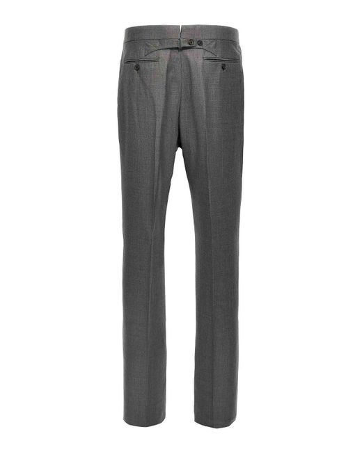 Thom Browne Gray Strap Pants for men