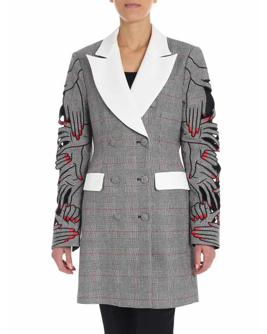Vivetta Gray Prince Of Wales Double-Breasted Jacket