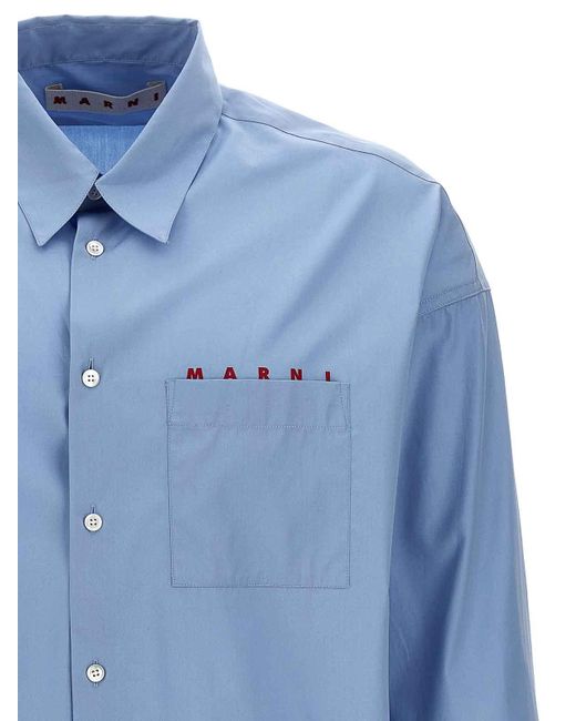 Marni Blue Logo Print Shirt for men