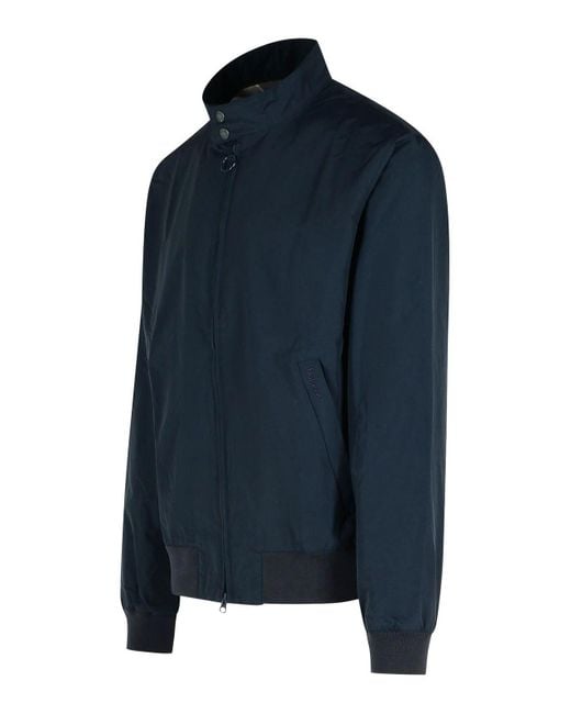 Barbour Blue Royston Waxed Cotton Bomber Jacket for men