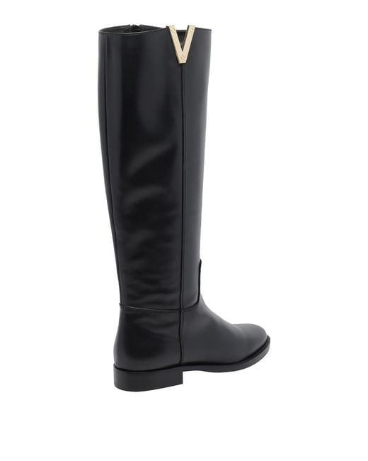 Via Roma 15 Black V Leather Boots