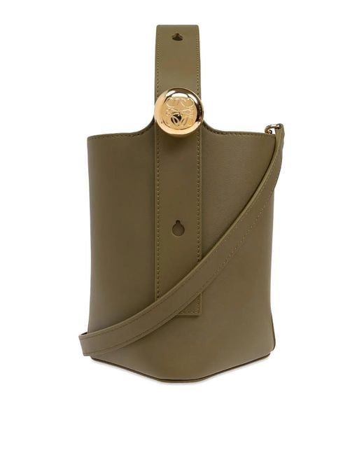 Loewe Green Smooth Leather Mini Pebble Bucket Bag