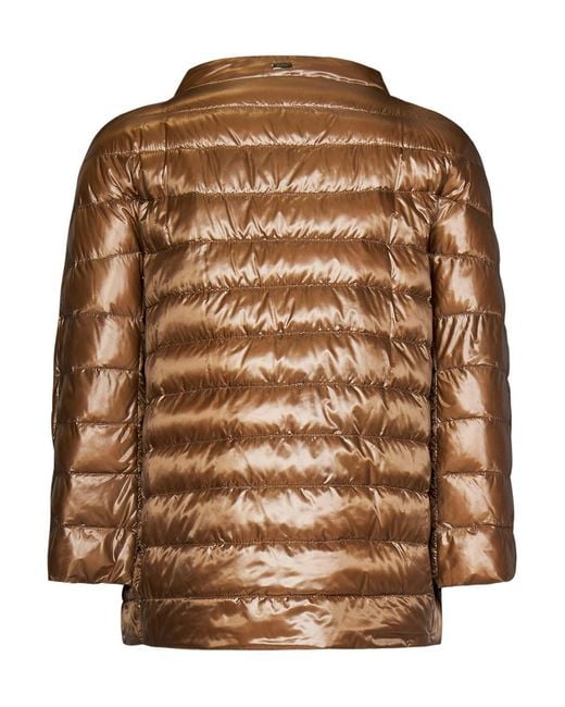 Herno Brown Quilted Padded Jacket With Logo
