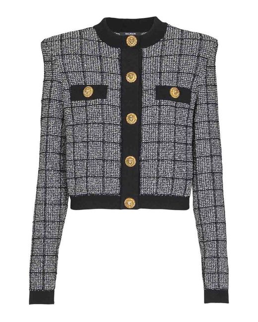 Balmain Black Tweed Cardigan