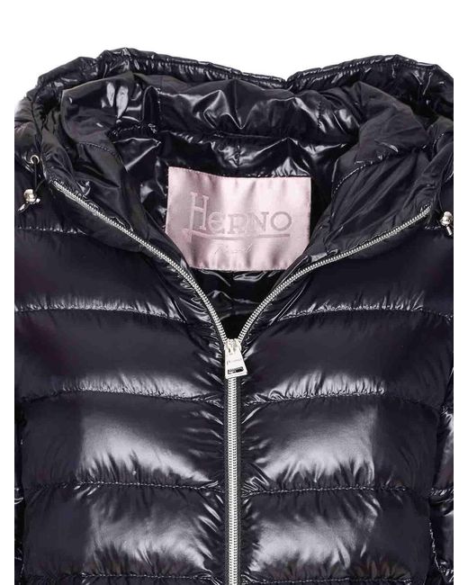 Herno Blue Hood Detail A-Shape Down Jacket