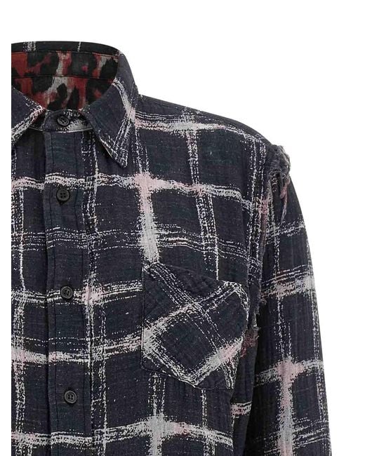 R13 Gray Fringed Hem Reversible Shirt