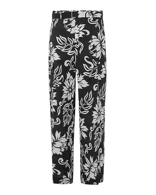 Sacai Black Floral Print Pants