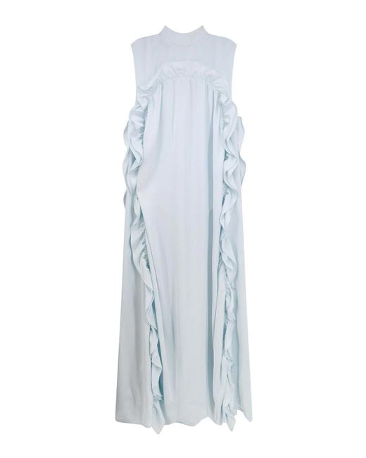 Jil Sander White Viscose Dress With Lateral Rouches