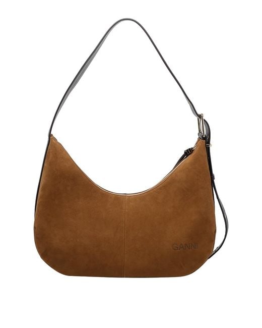 Ganni Brown Caramel Cafe' Medium Hobo Bag