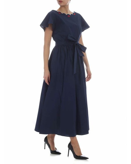 Vivetta Blue Olbia Embroidered Bell Dress