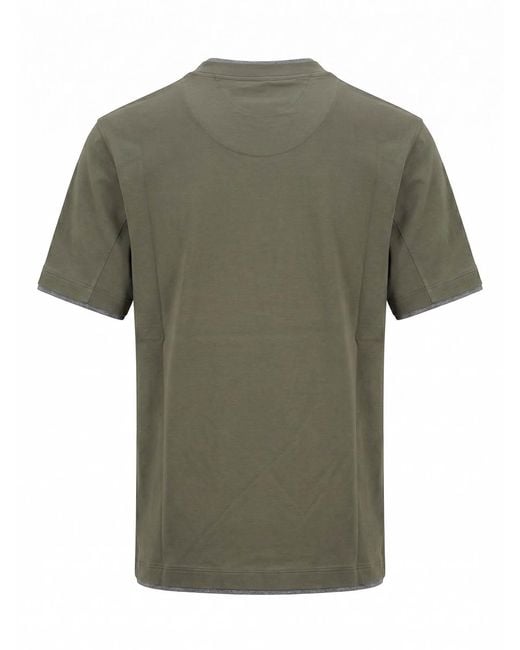 Brunello Cucinelli Green T-Shirt With Faux-Layering for men
