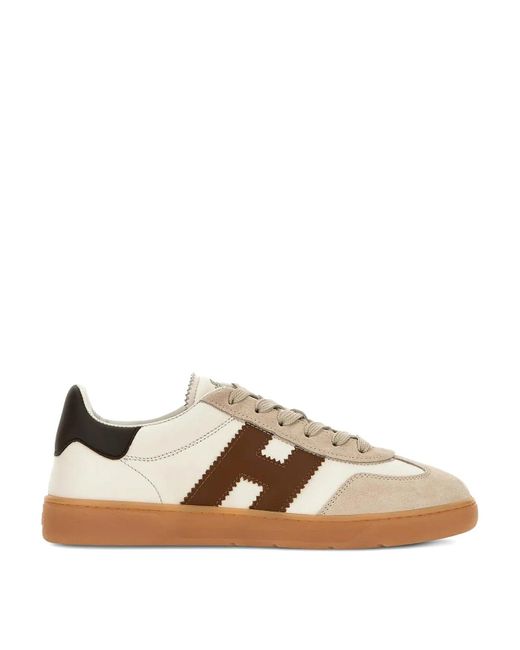 Hogan Brown Cool Smooth And Suede Leather Sneakers
