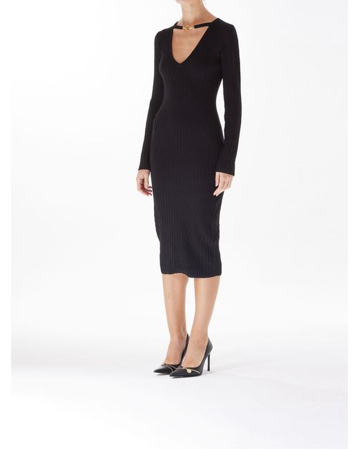 Just Cavalli Black Long Sleeve Lurex Dress