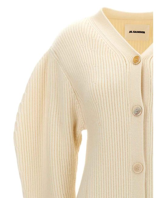 Jil Sander Natural Ribbed Cardigan