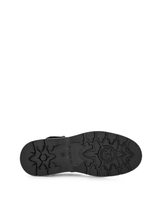 Pinko Black Logo-Strap Buckle-Fastening Boots