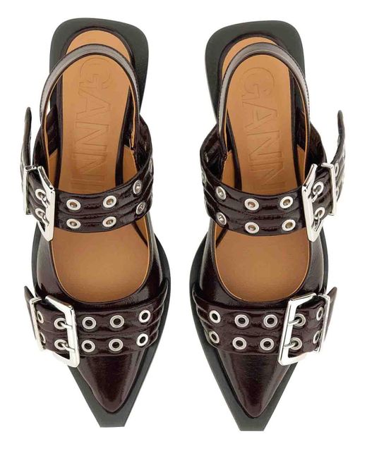 Ganni White Ballerina With Buckle Sandal