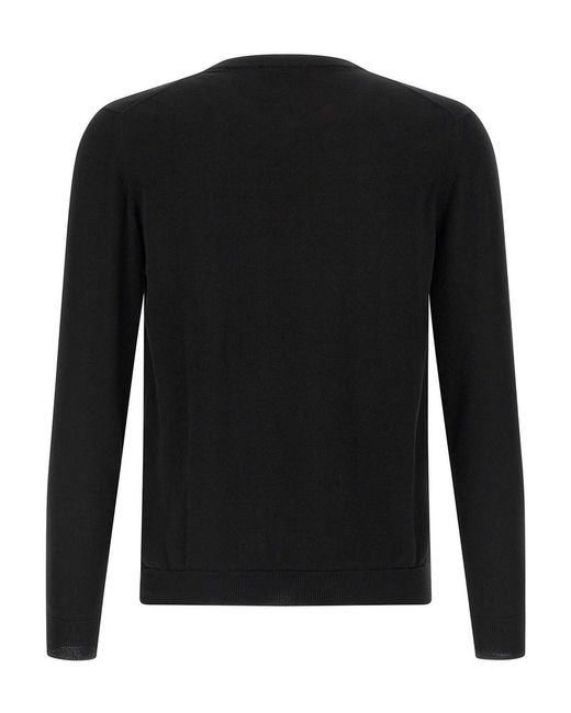 Zanone Black Cotton Sweater for men