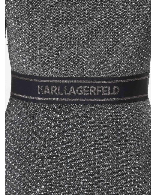 Karl Lagerfeld Gray Jersey Rhinestone Dress