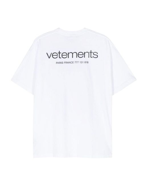 Vetements White Logo Cotton T-shirt