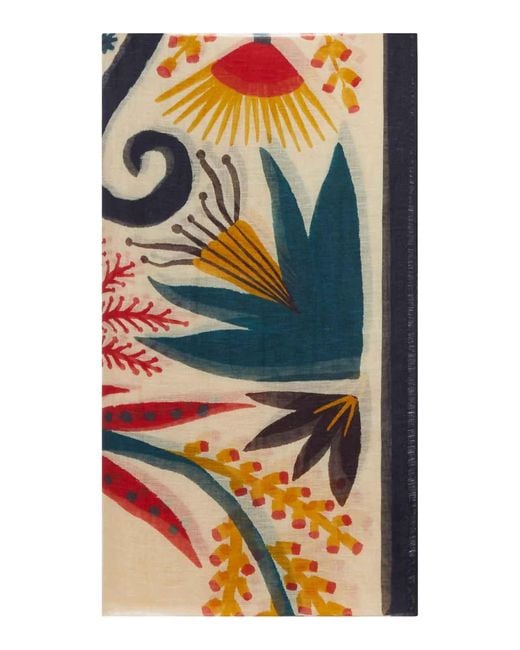 Etro Orange Modal Scarf With Mirror Print