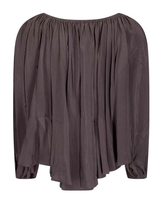 7 For All Mankind Brown Off Shoulders Blouse Silk