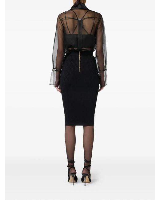 Elisabetta Franchi Gray Button Blouse