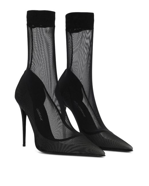 Dolce & Gabbana Black Tulle Boots