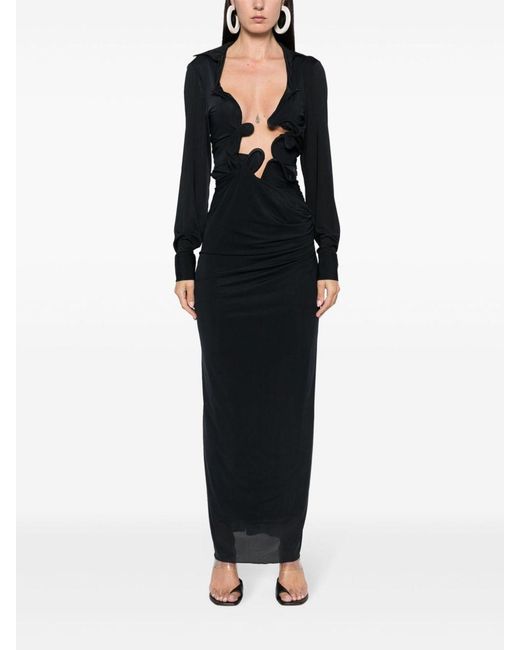 Christopher Esber Black Venus Plunge Shirt Dress