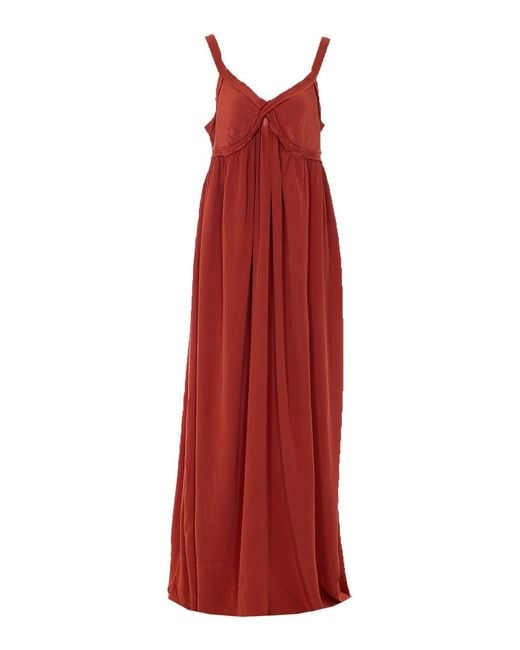 Essentiel Antwerp Red Burned Jacobean Maxi Dress