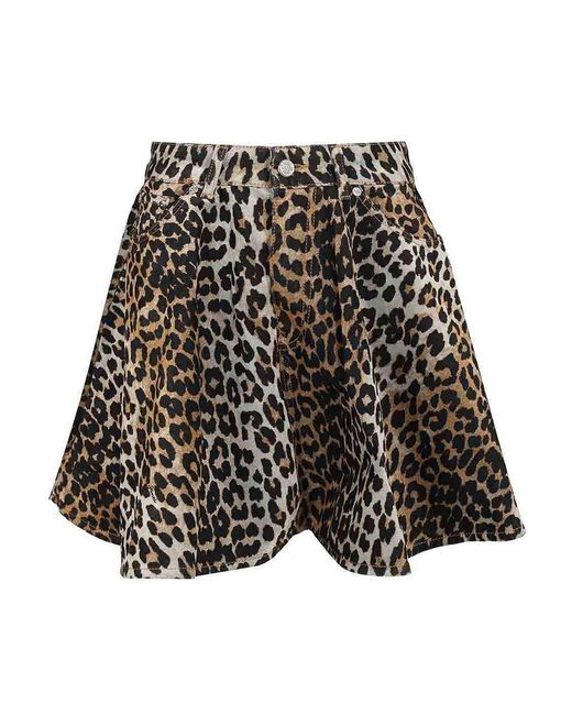 Ganni Multicolor Leopard Print Miniskirt