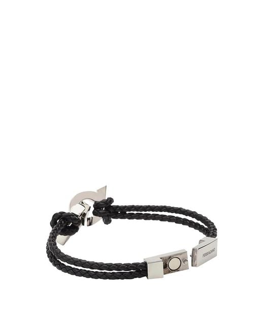 Ferragamo White Intertwind Gancini Bracelet for men