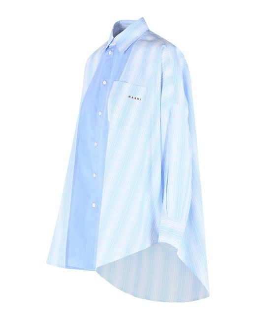 Marni Blue Cotton Poplin Shirt