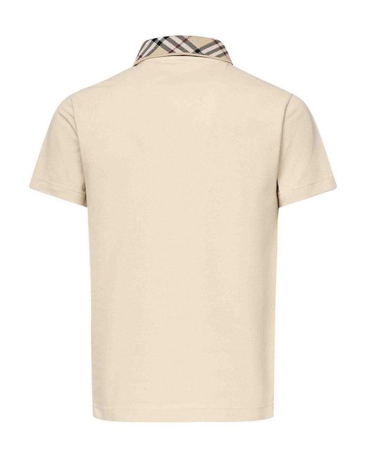 Burberry Natural Polo Shirt With Logo Embroidery for men
