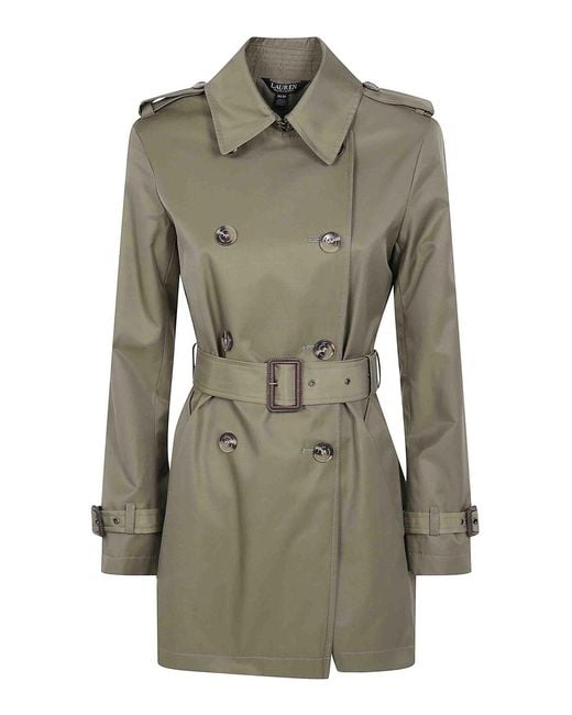 Ralph Lauren Green Double Breasted Belted Lined Coat