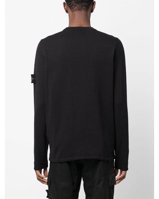 Stone Island Blue Crewneck Sweatshirt With Logo Patch for men