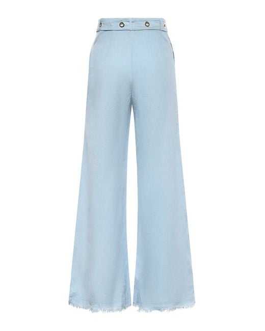 Pinko Blue Linen Blend Trousers With Belt