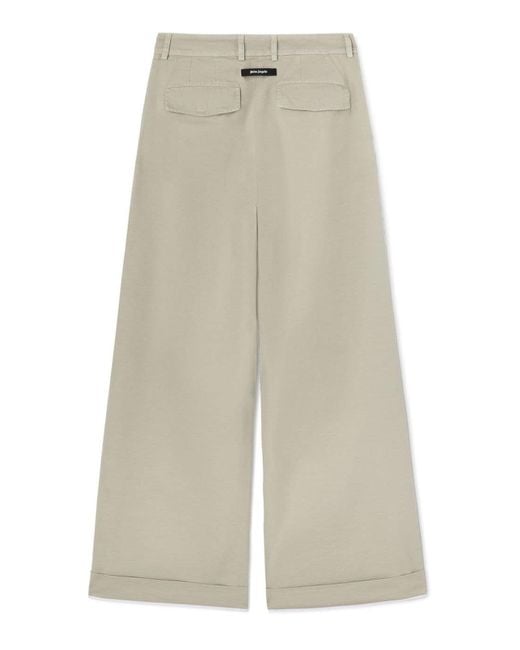 Palm Angels White Cotton Trousers