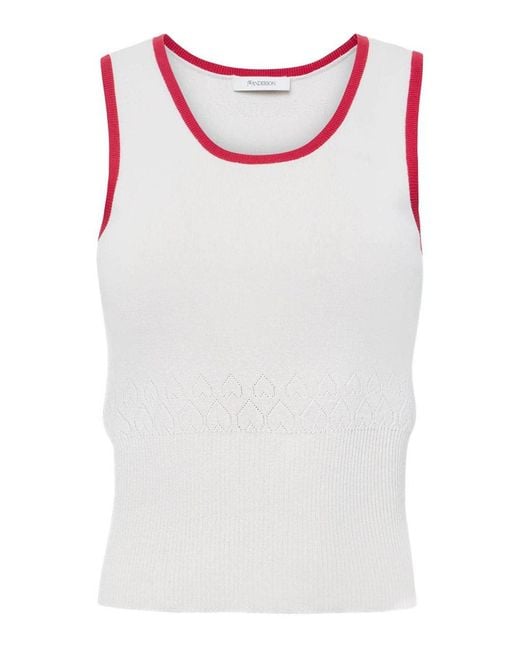 J.W. Anderson White Contrasting-Trim Tank Top