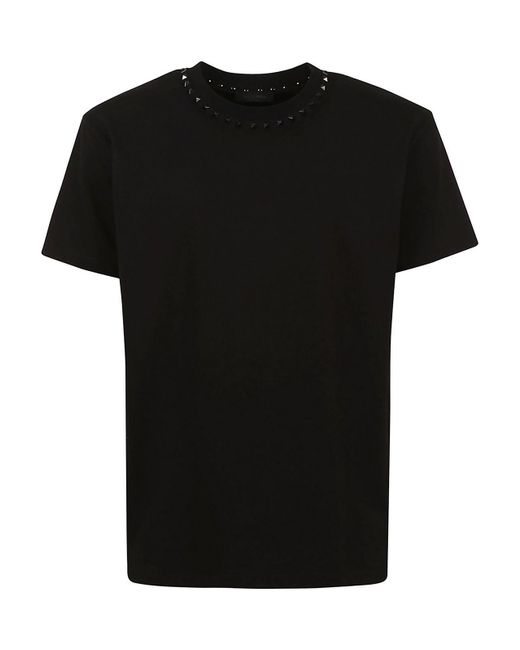 RED Valentino Black Untitled Studs Detail Tee for men