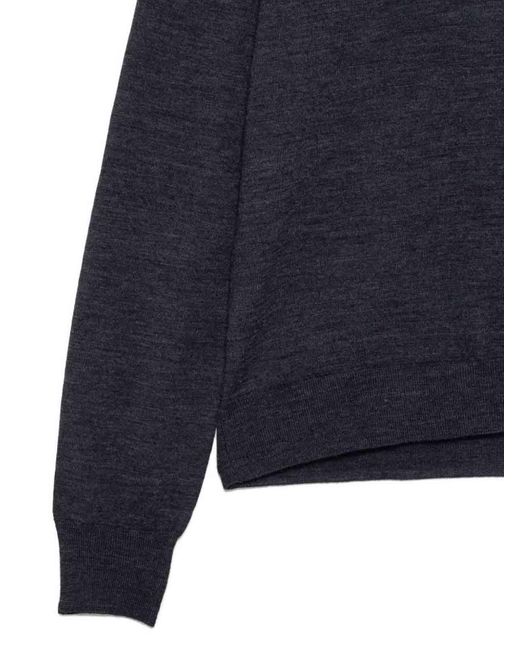 Maison Margiela Blue High Turtleneck Dark Wool Sweater
